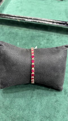 Élégant bracelet en or 18 carats serti d'un rubis de 9,75 carats et de diamants de 0,43 carat, neuf