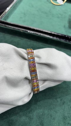 Natural 18K Gold Multi Sapphire Bracelet, 24.00ct