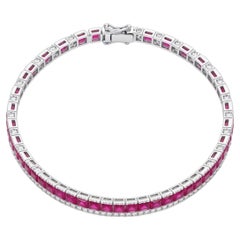 Bracciale in oro naturale 18 carati con rubino da 5,44 carati e diamanti da 0,88 carati