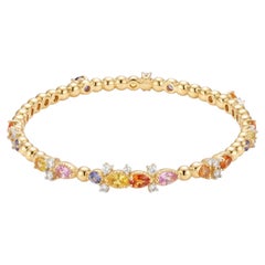 Bracciale in oro naturale 18 carati, con zaffiri assortiti da 0,83 carati e diamanti da 0,67 carati