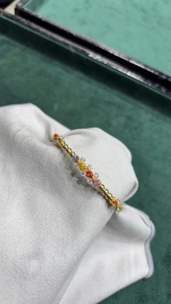 Bracciale in oro naturale 18 carati, con zaffiri assortiti da 0,83 carati e diamanti da 0,67 carati