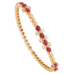 Elegante pulsera de oro de 18 quilates con rubí de 1,18 ct y diamantes de 0,68 ct, nueva