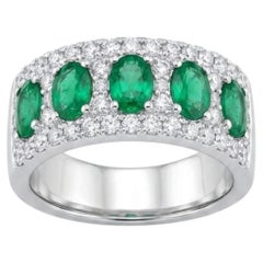 Bague halo en or naturel 18 carats sertie d'une émeraude et de diamants d'un poids total de 1,06 carat, neuve