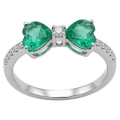 Bague « halo » en or 18 carats naturel sertie d'une émeraude et de diamants de 0,15 ct, neuve