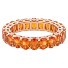 Natural 18K Gold Orange Sapphire Halo Ring, 5.92ct, New