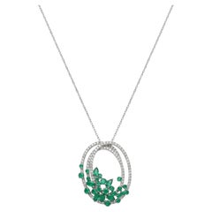 18K Gold Emerald and Diamond Pendant Necklace, 3.53ct Emerald
