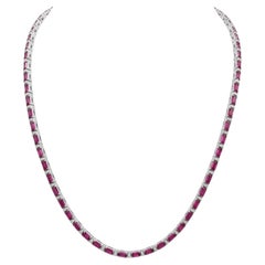 Elegant 18K Gold Necklace with 6.50ct Ruby and 0.58ct Diamonds