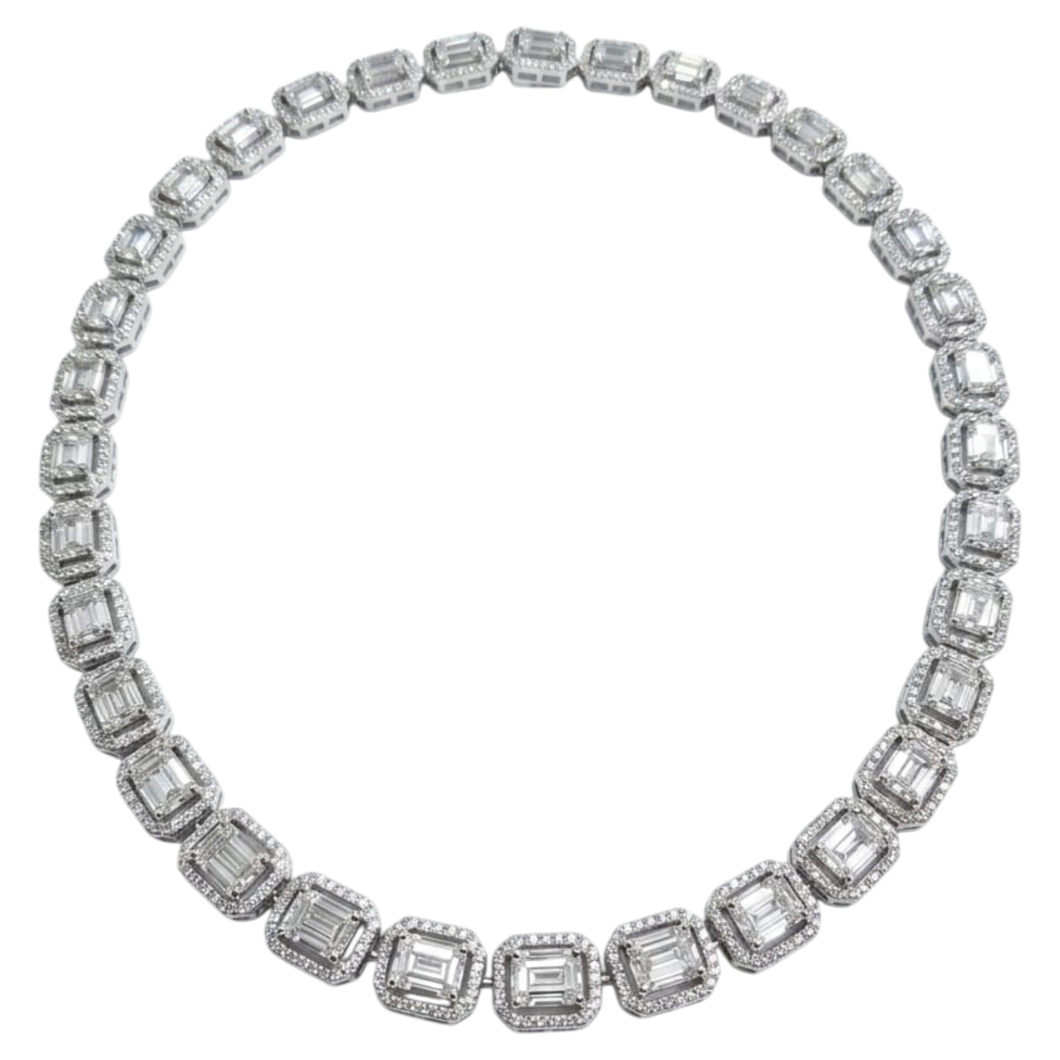 Natural 18K Gold Necklace with 14.33ct Diamond, Elegant Design, New Creation