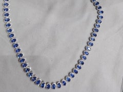 Elegant 18K Gold Necklace with Blue Sapphire & Diamonds