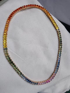 Elegant 18K Gold Necklace with 51.32ct Multi Sapphire, New Design