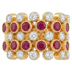 Stunning 18K Gold Ruby and Diamond Halo Ring, 3.67ct Ruby, New