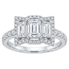 Natural 18K Gold Diamond Halo Cocktail Ring, 1.55ct