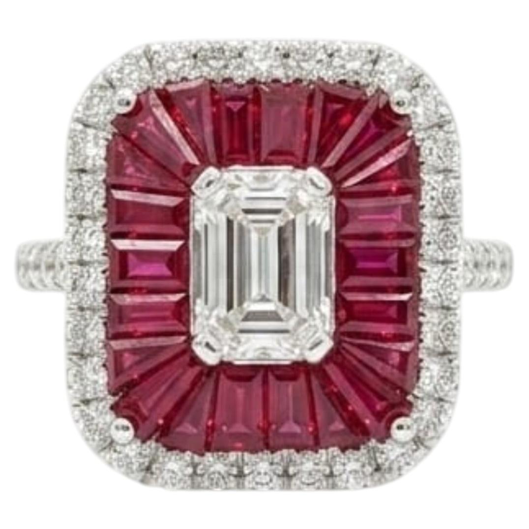 Bague « halo » en or 18 carats naturel, sertie d'un rubis de 1,83 ct et de diamants, nouveau modèle