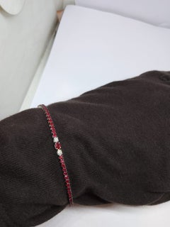 Elegant 18K Gold Ruby 3.13ct & Diamond 0.32ct Bracelet, New Design