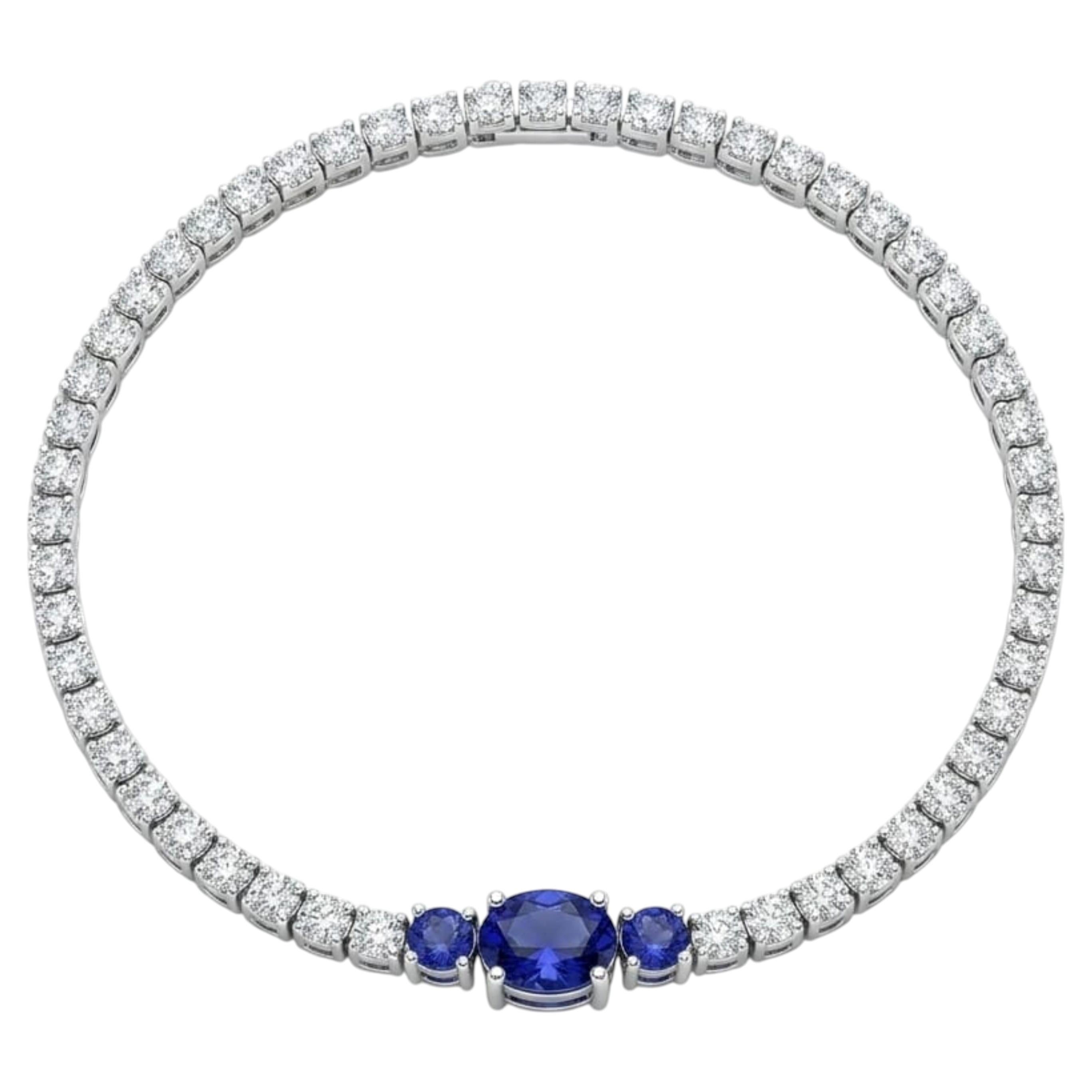 Elegant 18K Gold Blue Sapphire & Diamond Bracelet