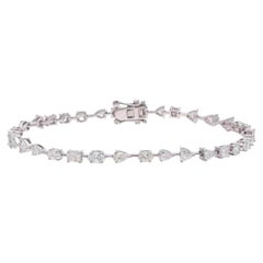 Natural 5 Carat Diamond Bracelet in 18k White Gold, Pear & Trillion Cuts