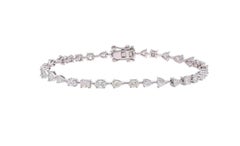 Natural 5 Carat Diamond Bracelet in 18k White Gold, Pear & Trillion Cuts