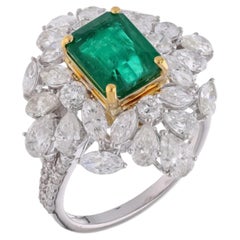 Natural Zambian Emerald Ring, 2.54ct, 3.77ct Diamonds, 18k Gold