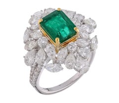 Anillo con esmeralda natural de Zambia, 2,54 ct, diamantes de 3,77 ct, oro de 18 k