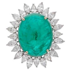 Ring mit natürlichem Smaragd, 23,88 Karat Diamanten und 19,02 Karat Smaragden, aus 18-karätigem Gold