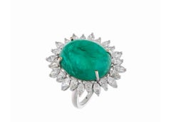 Ring mit natürlichem Smaragd, 23,88 Karat Diamanten und 19,02 Karat Smaragden, aus 18-karätigem Gold