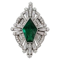 Brosche aus 18-karätigem Naturgold mit Smaragden aus Sambia und Diamanten, 4,50 ct, neues Design