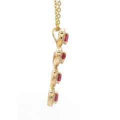Natural 14K Gold Pendant, 0.41ct Diamonds & Rubellite 0.97ct