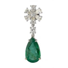 Natural Emerald & Diamond Stud Earrings in 14k Gold, 5.59CTS & 1.48CTS