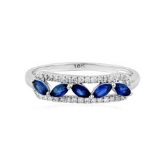 Natural 0.11CTS Blue Sapphire & 0.10CTS Diamond Ring in 14k Gold