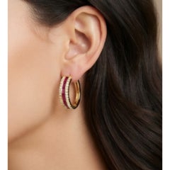 Natural 14K Gold 0.28cts Diamond & 0.54cts Ruby Stud Earrings