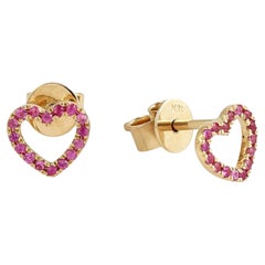 Boucles d’oreilles à clous en or naturel 14 carats avec saphir rose de 0,2 carat