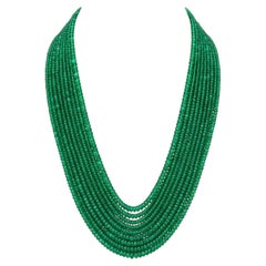 Zambian Emerald Multi-Strand Necklace, 418.45 Carats, Elegant Design