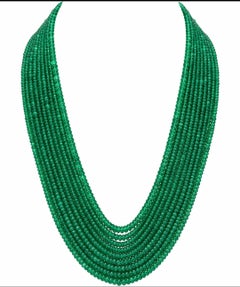 Zambian Emerald Multi-Strand Necklace, 418.45 Carats, Elegant Design