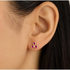 Boucles d'oreilles à clous en rubis naturel de 0,14 carats, en or jaune 14 carats