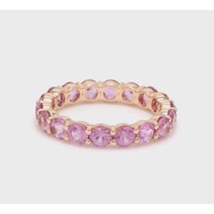 14K Yellow Gold 4ct Pink Sapphire Halo Ring, New
