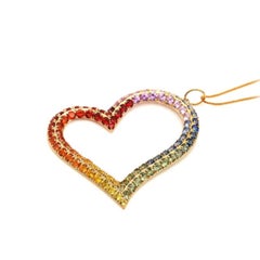 14K Gold Multi-Sapphire Pendant, 9.79 Carats, New Design