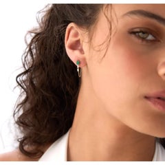 14K Gold Emerald and Diamond Halo Earrings, New