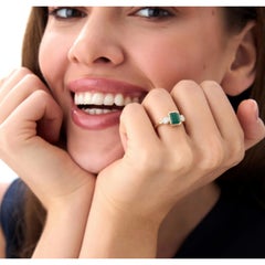 14K Gold Lab Grown Emerald Halo Ring, 1.55ct