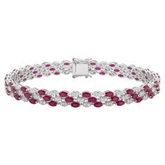 Eleganter Armreif aus 14-karätigem Gold mit einem Rubin (7,01) und Diamanten (2,35 ct), neues Design