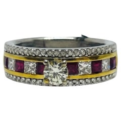 Stunning 18K Gold Halo Diamond and Ruby Cocktail Ring, 0.79ct & 0.65ct