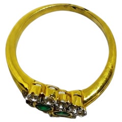 Stunning 18K Gold Halo Diamond and Emerald Ring, 0.29ct & 0.30ct, New