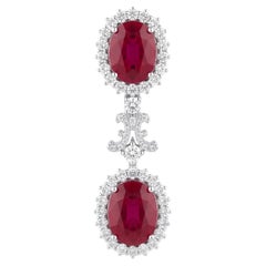Stunning 14K White Gold Ruby & Diamond Necklace Set