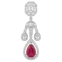 Stunning 14K White Gold Ruby & Diamond Necklace Set