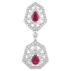 Stunning 14K White Gold Ruby & Diamond Necklace Set