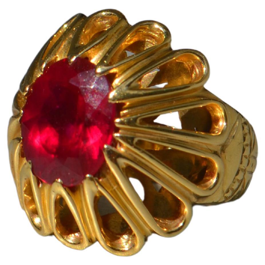 En vente :  Bague maître-pièce en or massif 18 carats et rubis