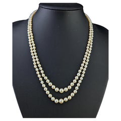 Collar vintage de perlas cultivadas, diamantes y oro blanco de 9k, estilo Art Déco