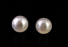 Pendientes de botón vintage de perlas cultivadas de estilo Art Déco, plata de ley