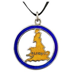 Pendentif « Blighty » vintage rare en argent, émaillé, Seconde Guerre mondiale
