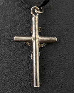 Pendentif croix vintage en argent massif, breloque en forme de crucifix