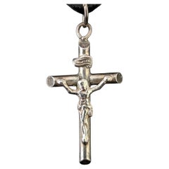 Pendentif croix vintage en argent massif, breloque en forme de crucifix
